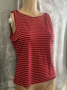 Esprit de Corp vintage red white stripe tank top bateau preppy French girl sz M
